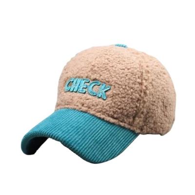 China JOINT Faux Fur Peaked Warm Kid Earflap Baseball Caps Ski Winter Hats Thick Embroidery Corduroy Caps for sale