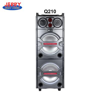 China Wireless JERRY POWER Dual 10 Inch Trolley Speaker With Bright Lights Trolley Battery Speaker for sale