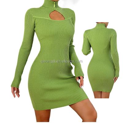 China Wholesale Custom Women's Long Sleeve Anti-Static Knitted Long Sleeve Ladies Elegant Autumn Sweater Dresses For Women for sale