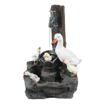 China Worlwide Duck Pump Running Water Solar Powered Family Style Resin Handwork Home Furnishing for sale