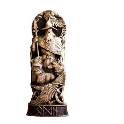 China New Europe Hero God of Thor Rocky Odin Imitation Wooden Carving Decoration Resin Statue Handwork Ornaments for sale