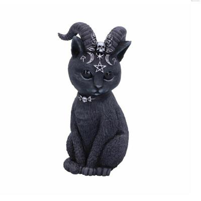 China Halloween New Europe Cat Handmade Resin Artist Animal Sculpture for sale