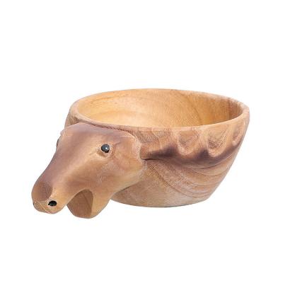 China Europe Carving Handy Wooden Water Cup Wooden Water Cup Wooden Animal Statue for sale