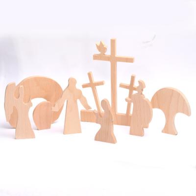 China Europe Easter Scene Wooden Cross Ornament for sale