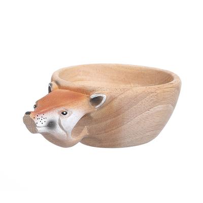 China Europe Nordic Wood Decorative Cup Resin Water Cup Desktop Handle Carved Animal Wood Cup for sale