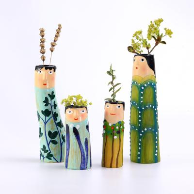 China New Europe Bohemian family face vase hand-dried flower vase resin craft ornaments home decoration for sale