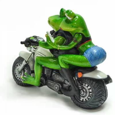 China Other Animal Frog Motorcycles Decoration Sculpture Resin Crafts In Bedroom Creative Home Decor for sale