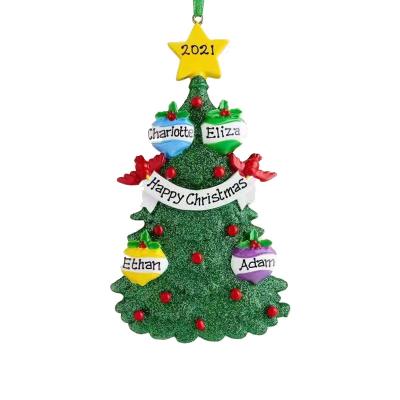 China Indoor Glitter Tree Green Hat Snowman Christmas Tree Christmas Decoration Europe Resin Pendant for sale