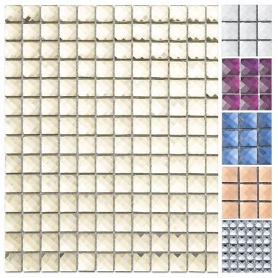 China Parquet Diamond Gold Tile Mirror Glass Mosaic For Wall for sale