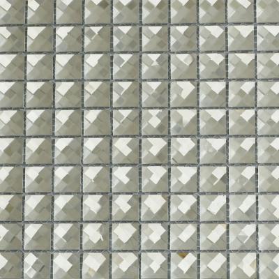 China Parquet 13 Faces Square Sliver Glare Mirror Slab Glass Mosaic for sale