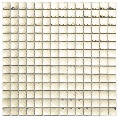 China Parquet 13 Faces Diamond Mirror Square Gold Color Glass Mosaic Slab For Wall for sale