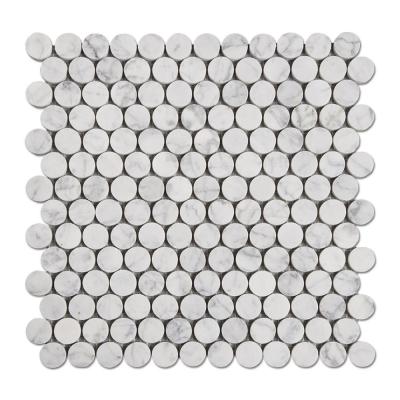 China White Soulscrafts Penny Round Carrara Marble Mosaic Flooring Slabs for Wall for sale