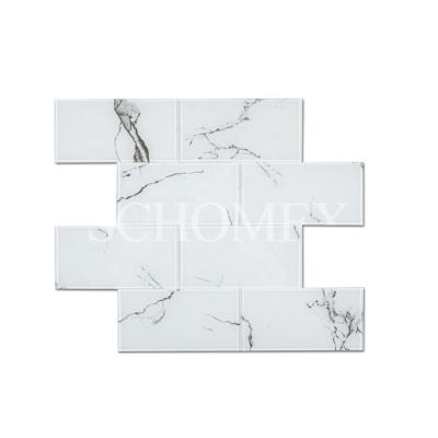 China Schomex Modern Glass Mosaic White Rectangle Tile For Craft Bathroom for sale