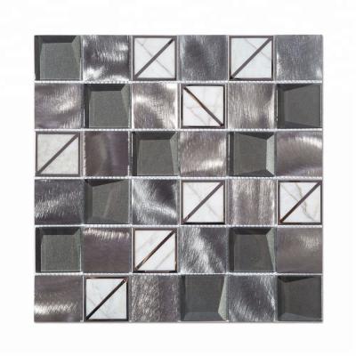 China High Quality Mix Stone Parquet Square Metal Mosaic Slab For Wall for sale