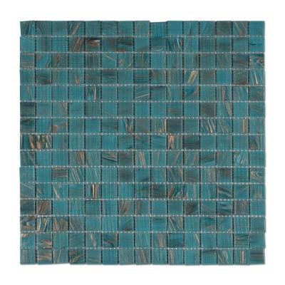 China Parquet Green Square Crystal Glass Mosaic Swimming Pool Tiles Bathroom Floor Mosaic for sale