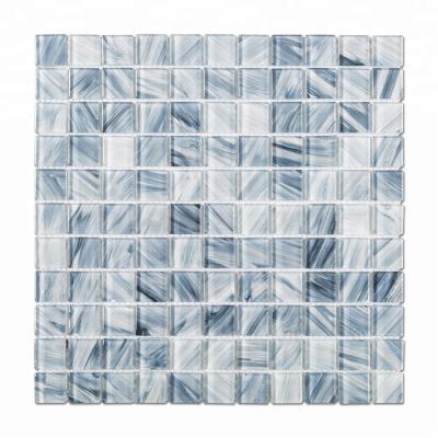 China Blue Parquet Crystal Glass Mosaic Tile Swimming Pool Tiles For Sale for sale