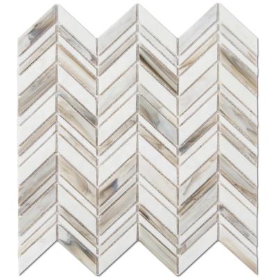 China Mixed Parquet Color Chevron Kitchen Mosaic Slabs Stained Glass Mosaic For Wall for sale