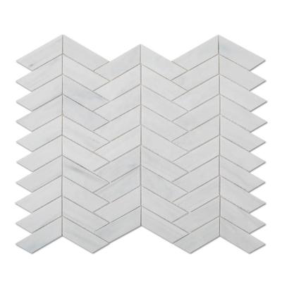 China Soulscrafst Chevron White Parquet Stained Glass Mosaic Tile for Backsplash for sale