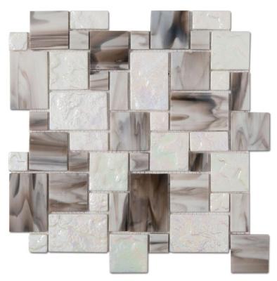 China Flooring Soulscrafts Rainbow Irregular Glass Mosaic Slab for Bathroom or Kitchen for sale