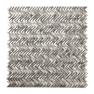 China Parquet Soulscrafts 3D Metal Gold Chevron Aluminum Mosaic Slab For Wall for sale