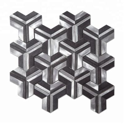 China Popular 3D Parquet Gray And Silver Aluminum Metal Mosaic Slab for sale