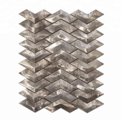 China Parquet Soulscrafts 3d chiseled gold metal aluminum mosaic tile for sale