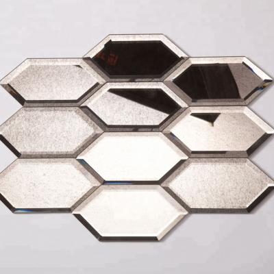 China Bronze Antique Parquet Mirror Wall Tiles Hexagon Mirror Mosaic Slabs Sheet for sale