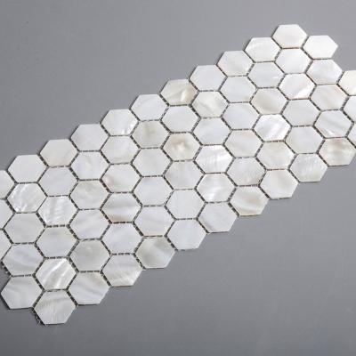 China White Parquet Hot-selling Hexagon Seashell Backsplash Mosaic Slabs for sale