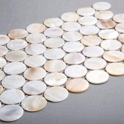 China White Pearl Shell Penny Round Mosaic from Soulscrafts Flooring for Wall Decoration for sale