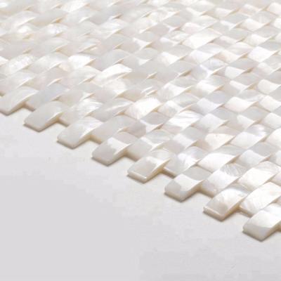 China 3D Parquet Kitchen Backsplash Wall Pearly Sea Shell Mosaic Tile for sale