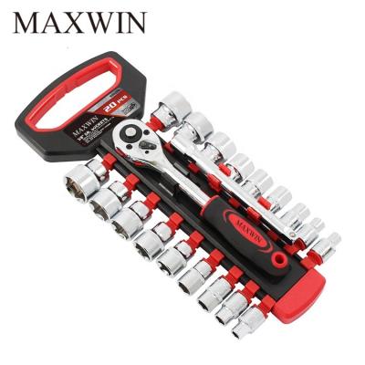 China Repair 20 PCS Car Repair Tools 3/8 Drive Extension Bar Chrome Vanadium Ratchet Wrench Socket Set for sale