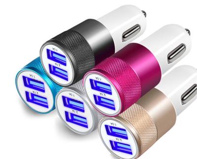 China Mobile Phone 5V 2.1A Metal Dual Ports Usb Car Charger Car Mini Charger For Smartphone for sale