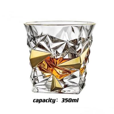 China Europe Design Irregular Gold Rim Liquor Shot Whiskey Wine Glass for sale