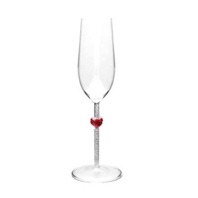 China Europe Glass Wine Glasses Wedding Love Crystal Glass Wine Cup Wedding Glass For Guests Champagne Glasses With Diamond for sale