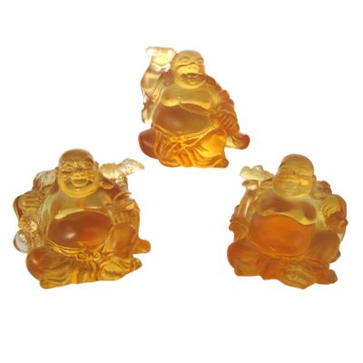 China Transparent Laughing Sculpture Jade Buddha Crystal Statue Chinese Feng Shui Liuli Maitreya Buddha China Wholesale for sale