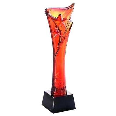 China Slap- of China Crystal Liuli Award Trophy in star shape for event or promotion for sale