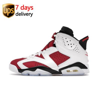 China CT8529-106 EVA Carmine Black Electric Midnight Navy Jordan 6 Rings Mens Retro Unc for sale