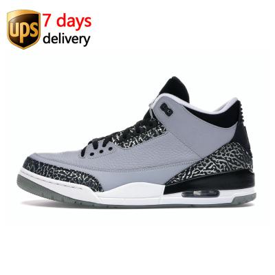 China LOW MOQ 136064-004 Wolf Sneakers Outdoor Walking Shoes EVA Basketball Nikes Shoes Jordan 3 for sale