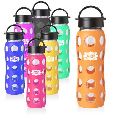 China 16 oz viable. Fullowing Glass Water Bottle New Non Slip Glass With Lid for sale