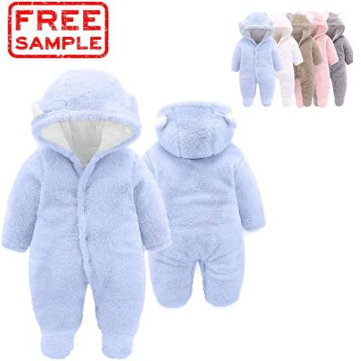 China Winter Lovely Snowsuit Bear Kids Overalls Hooded Romper Overalls Cotton Newborn Warmer Fleece for Baby Boy for sale