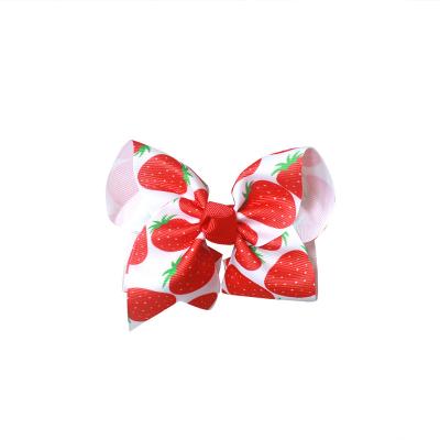 China Ribbon 3-8 Inch Fruit Ribbon Strawberry Pineapple Hair Bows Summer Hair Clip for sale