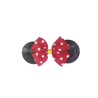 China 4 inch mini mouse hair bows with dots hair clips for girls 4inch for sale