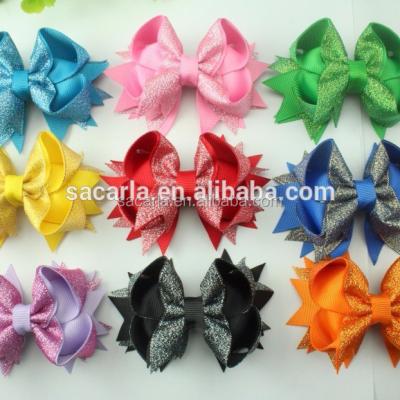 China 3.5 Inch Various Colors Single Face Glitter Spike Ribbon Bows for sale