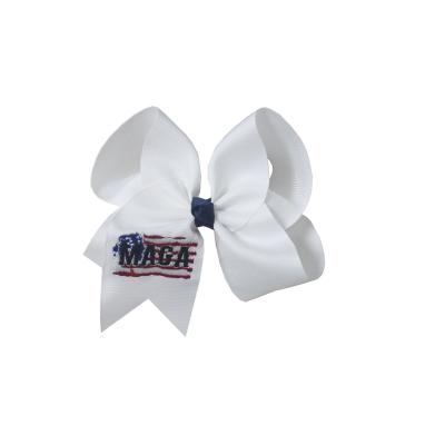 China custom 4 inch embroidery hair bows for school girls accept DIY customized size for sale