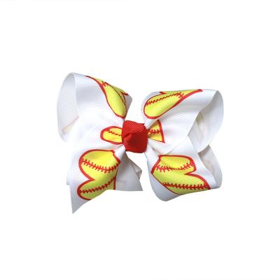 China 4 Inch Football Ribbon Hair Ribbon Bows Summer Hair Clip For Girls for sale