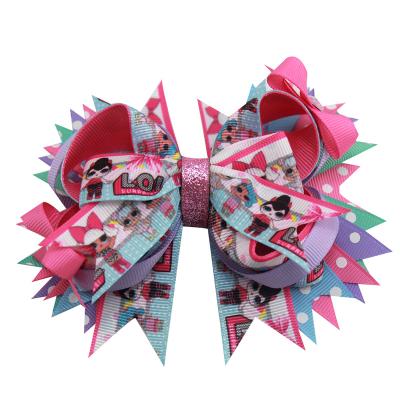 China beautiful 5 inch hair bows stacked girls hair bow with 5inch clips for sale