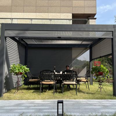 China Easily Assembled Automatic Retractable Bioclimatic Outdoor Pergola Garden Roof Pergola Aluminum Louvered Kits for sale