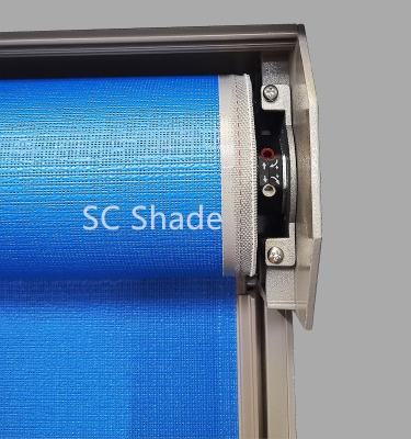 China Slat Motorized Patio Sun Shade Zipper Track Blinds Exterior Wall Zipper Blind Screen for sale