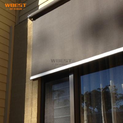 China Modern Customized Motorized Exterior Window Wire Track Patio Blackout Blackout Roller Blinds for sale