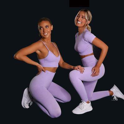 China Breathable Wholesale Gym Sportswear Set Yoga Wear Women Fitness Suit Women Sports Lysho Gaiters Running Set for sale